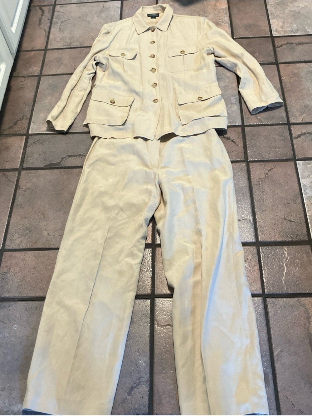 lauren ralph lauren womens safari outfit large shirt size 14p pants